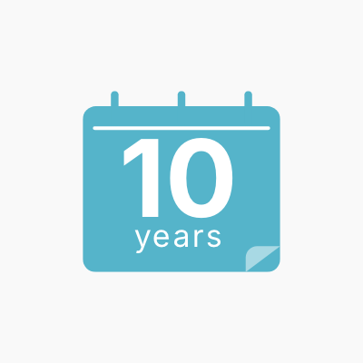 <p>長寿命<br/>10年間</p>