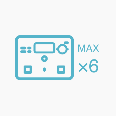 <p>最大6台まで<br/>拡張可能</p>